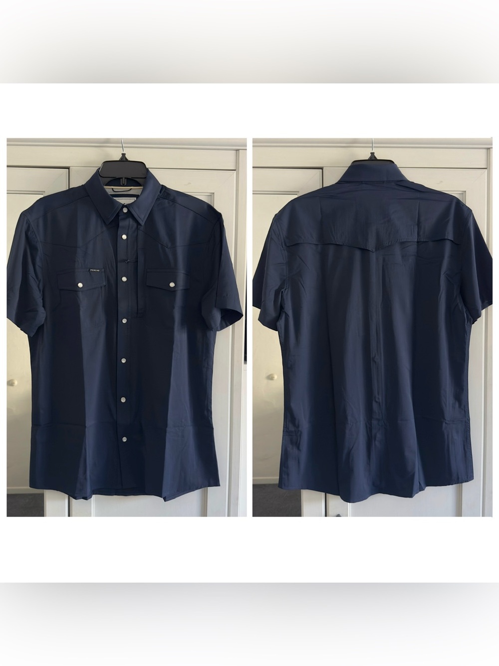 Poncho The Del Mar Short Sleeve Shirt in Navy Men's Size Small Slim Fit